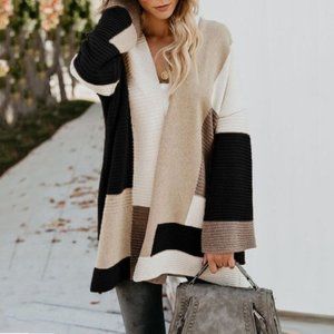 Colorblock Oversized Sweater Cardigan